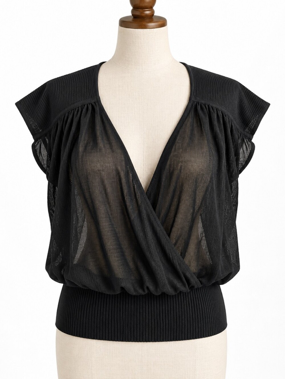 Catherine Malandrino Limited Edition Sheer Black Slouchy Knit Top L